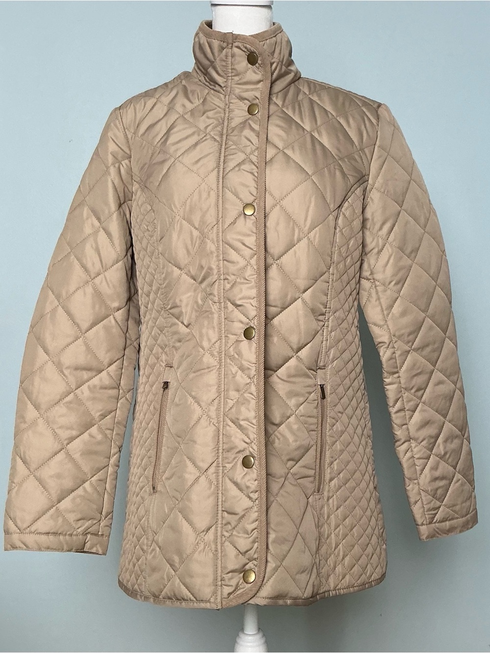 Berkshire Diamond Quilted Field Jacket | Small | Taupe Beige